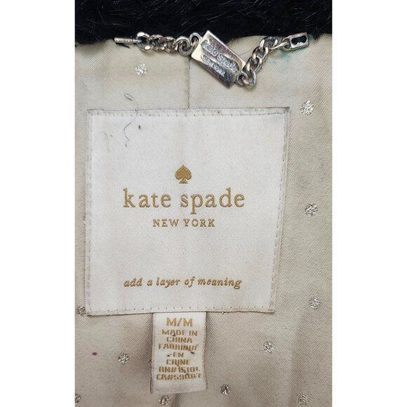 Kate Spade New York Faux Fur Coat Women’s M Elegant Textured Plush Winter Jacket - Picture 10 of 14